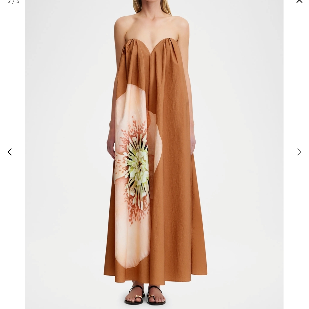 Elegant Tan and Cream Maxi Dress